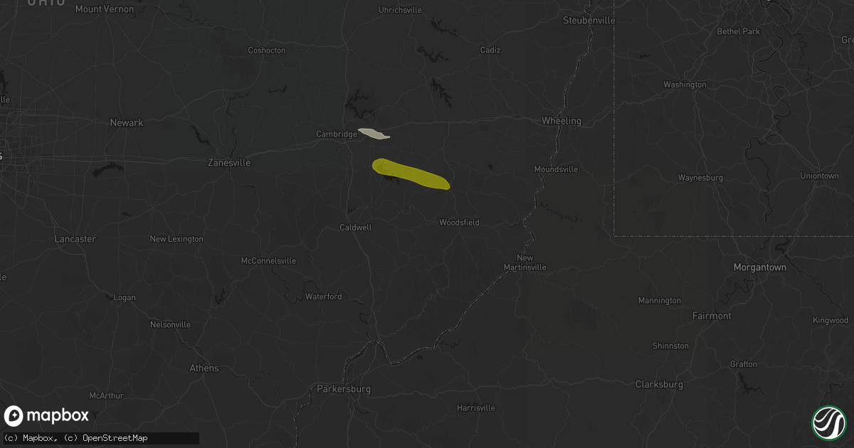 Hail map in Lewisville, OH on June 25, 2026