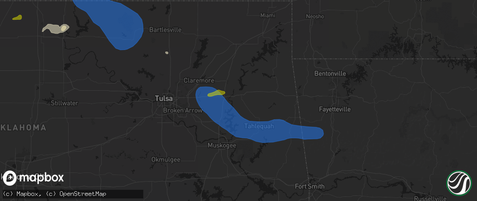 Hail map in Locust Grove, OK on June 25, 2026