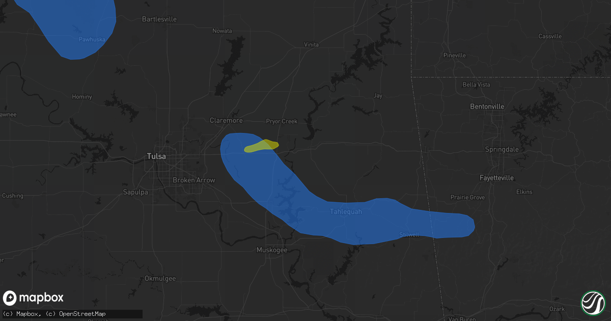 Hail map in Locust Grove, OK on June 25, 2026