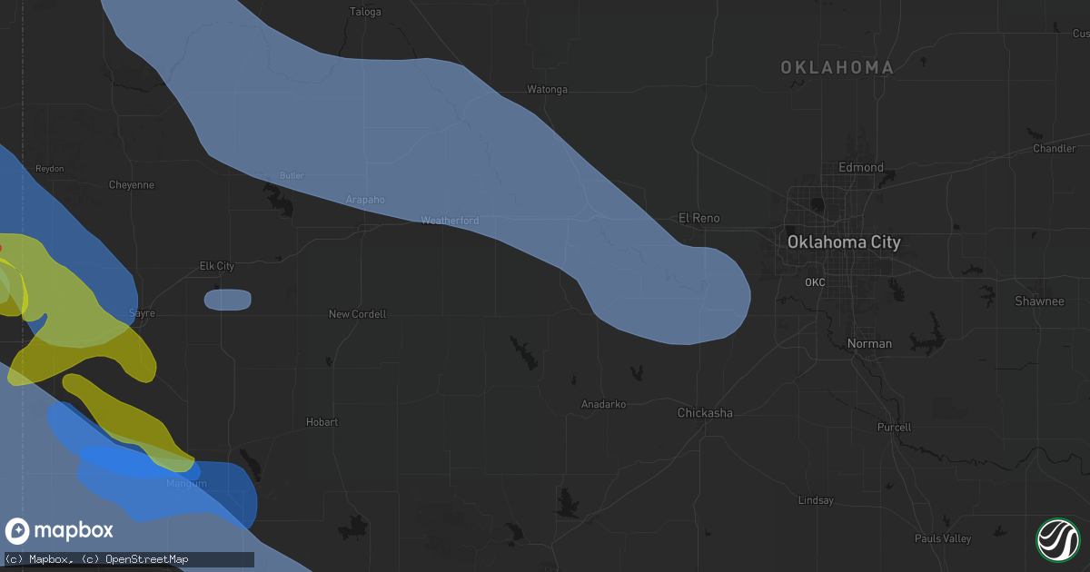 Hail map in Lookeba, OK on June 25, 2026