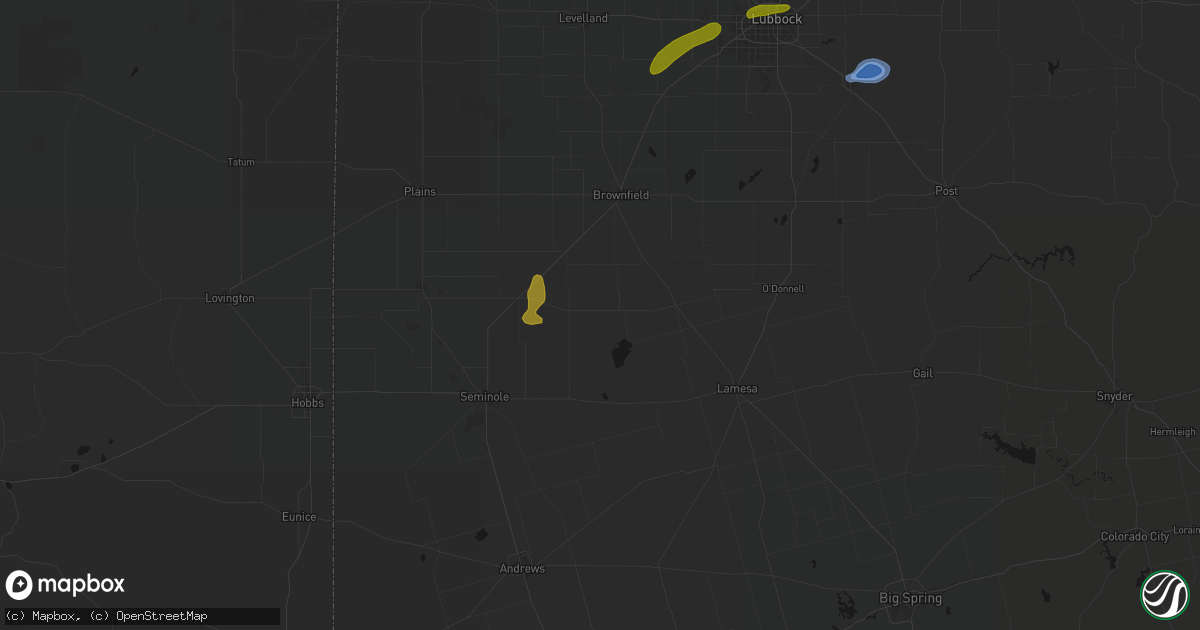 Hail map in Loop, TX on June 25, 2026