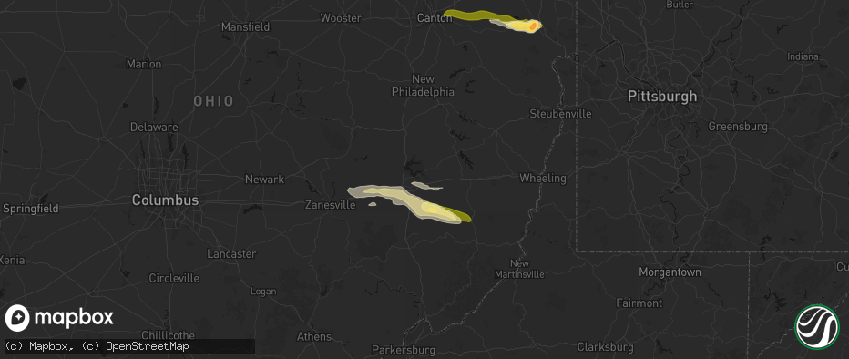 Hail map in Lore City, OH on June 25, 2026