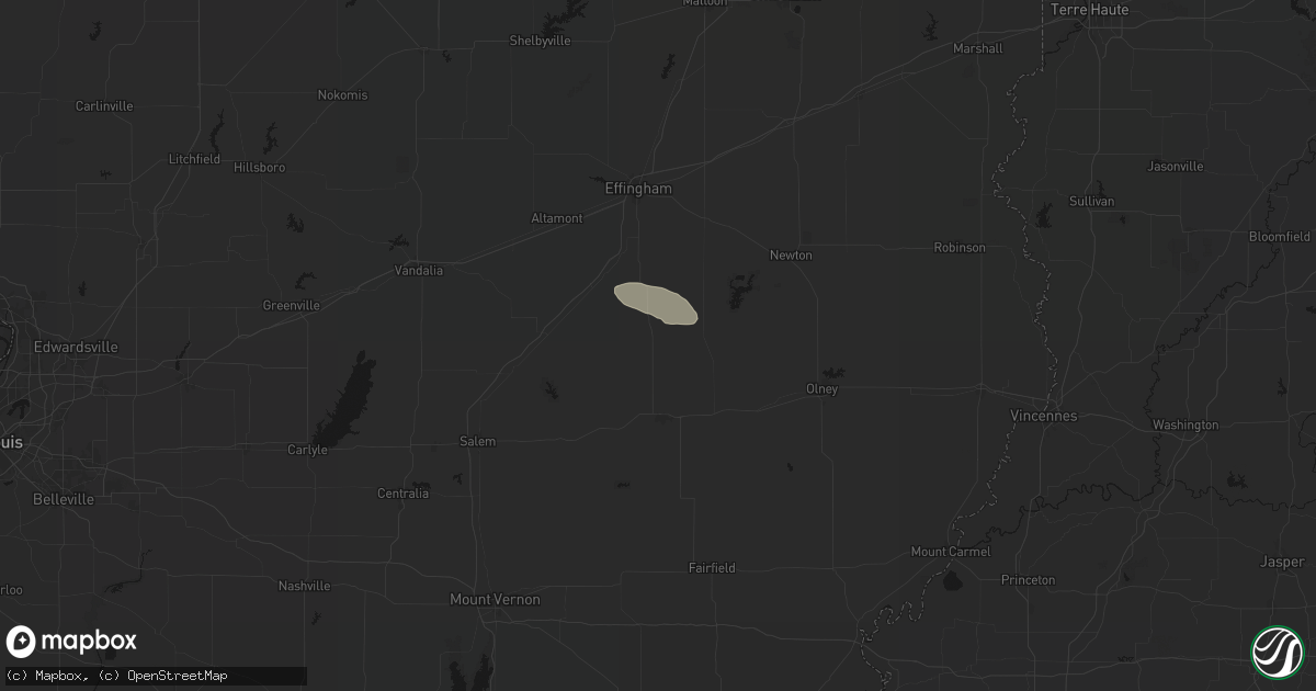 Hail map in Louisville, IL on June 25, 2026