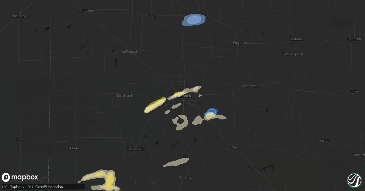 Hail map in Lubbock, TX on June 25, 2026