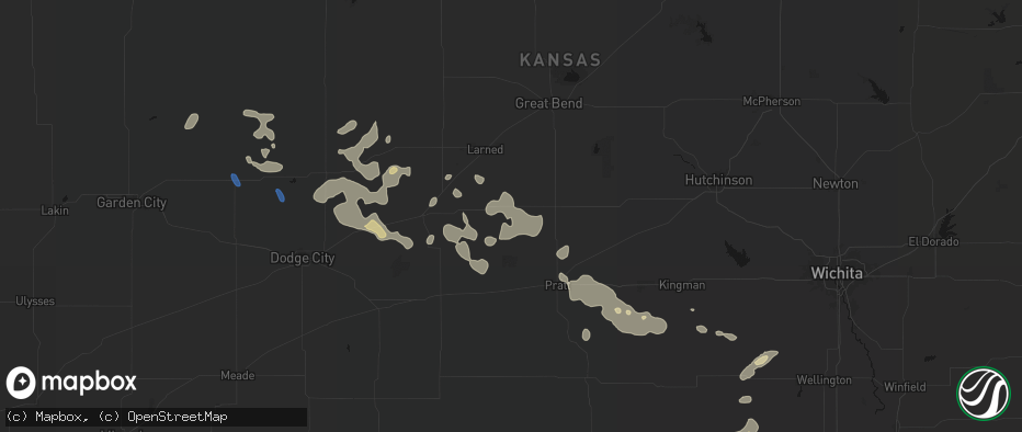 Hail map in Macksville, KS on June 25, 2026