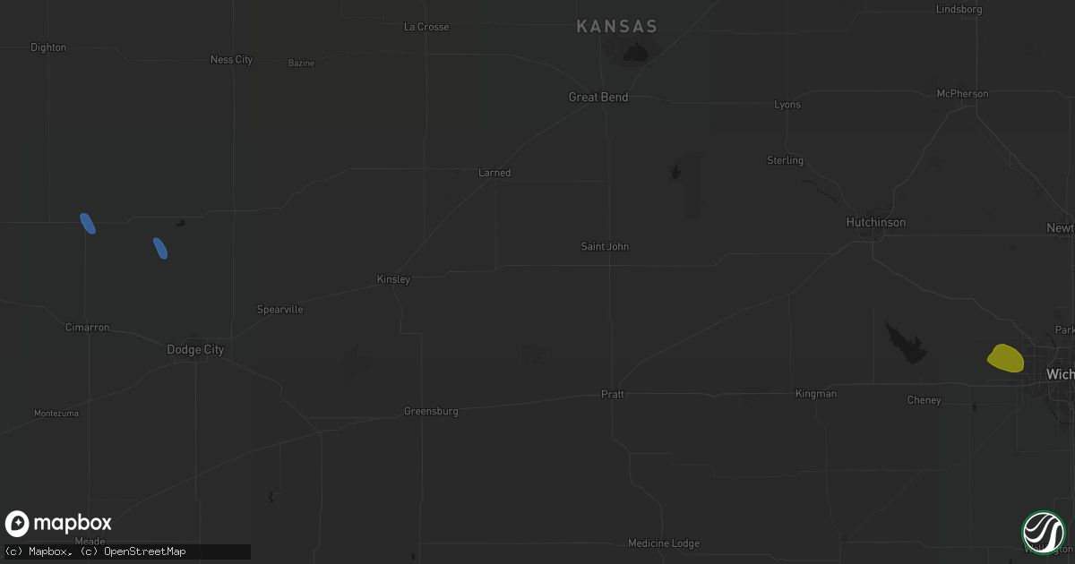 Hail map in Macksville, KS on June 25, 2026
