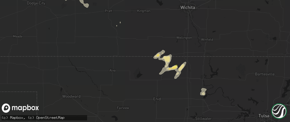 Hail map in Manchester, OK on June 25, 2026