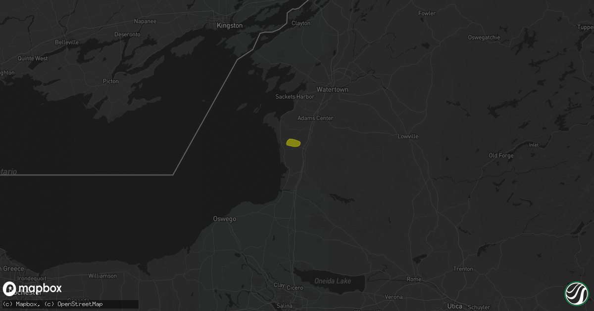 Hail map in Mannsville, NY on June 25, 2026