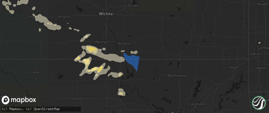 Hail map in Maple City, KS on June 25, 2026