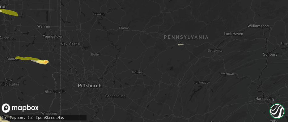 Hail map in Marion Center, PA on June 25, 2026