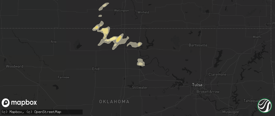 Hail map in Marland, OK on June 25, 2026