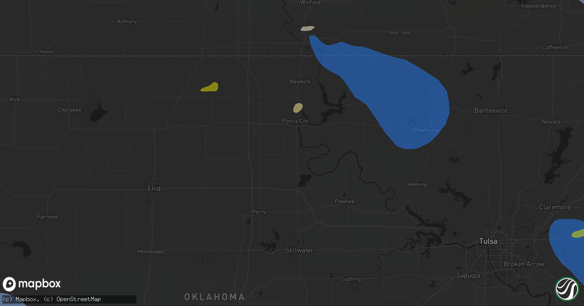 Hail map in Marland, OK on June 25, 2026