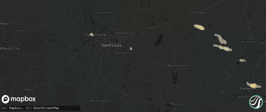 Hail map in Mascoutah, IL on June 25, 2026