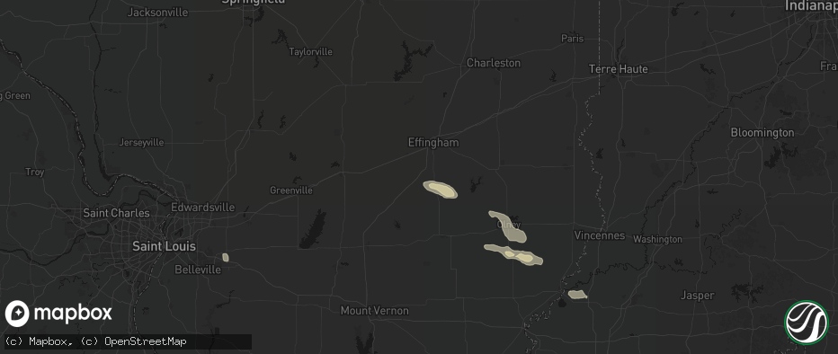 Hail map in Mason, IL on June 25, 2026