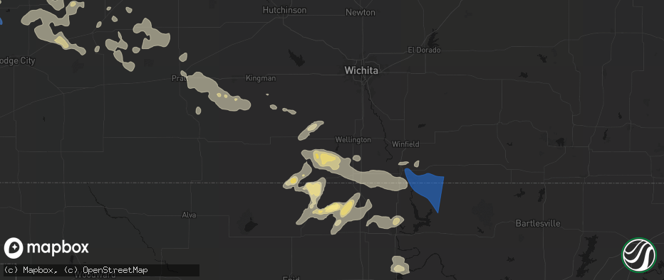 Hail map in Mayfield, KS on June 25, 2026