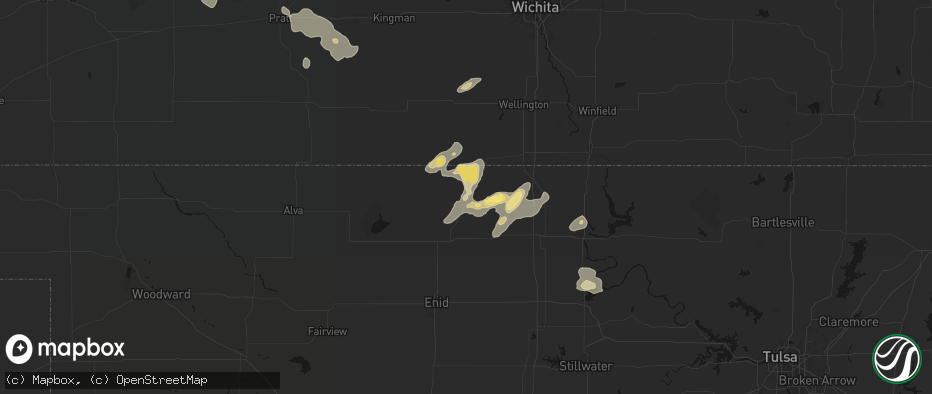 Hail map in Medford, OK on June 25, 2026