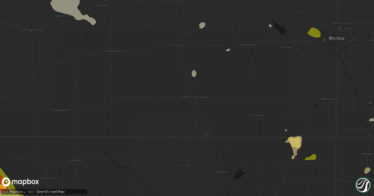 Hail map in Medicine Lodge, KS on June 25, 2026