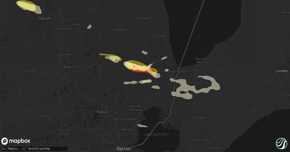 Hail map in Memphis, MI on June 25, 2026