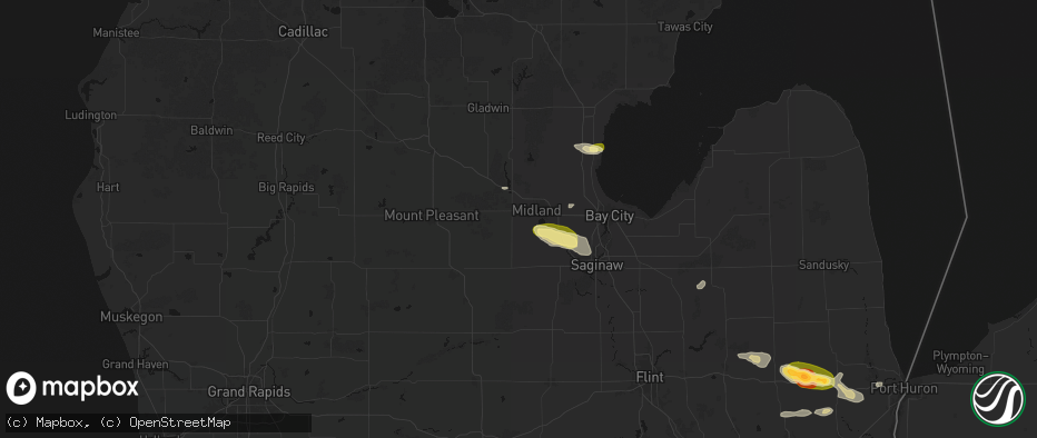 Hail map in Midland, MI on June 25, 2026