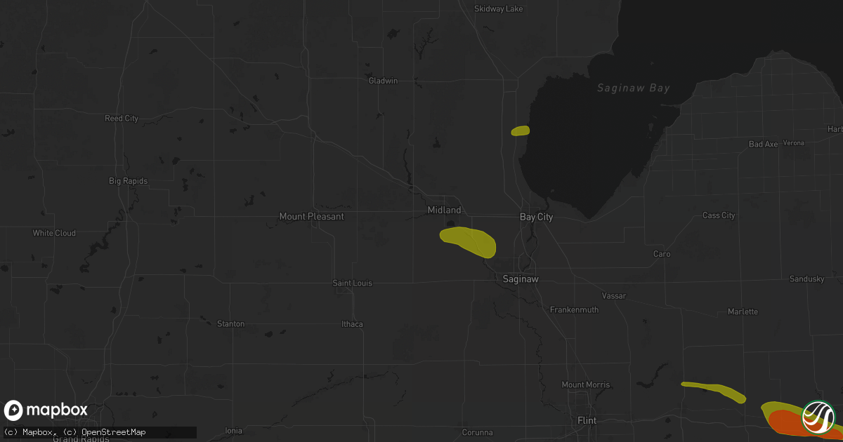 Hail map in Midland, MI on June 25, 2026