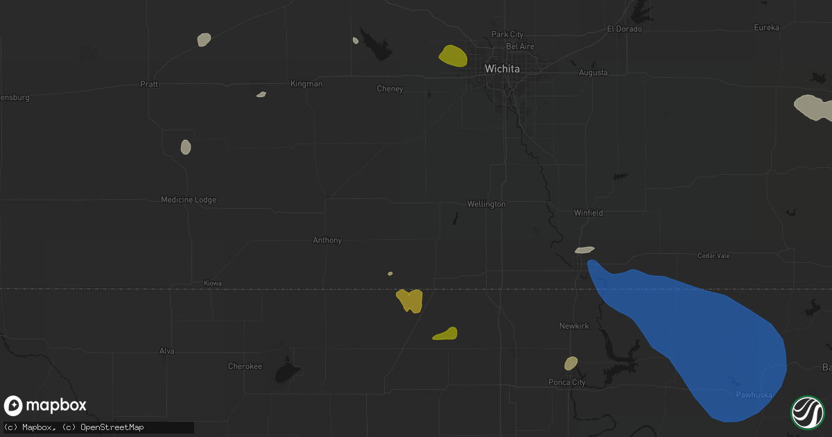 Hail map in Milan, KS on June 25, 2026