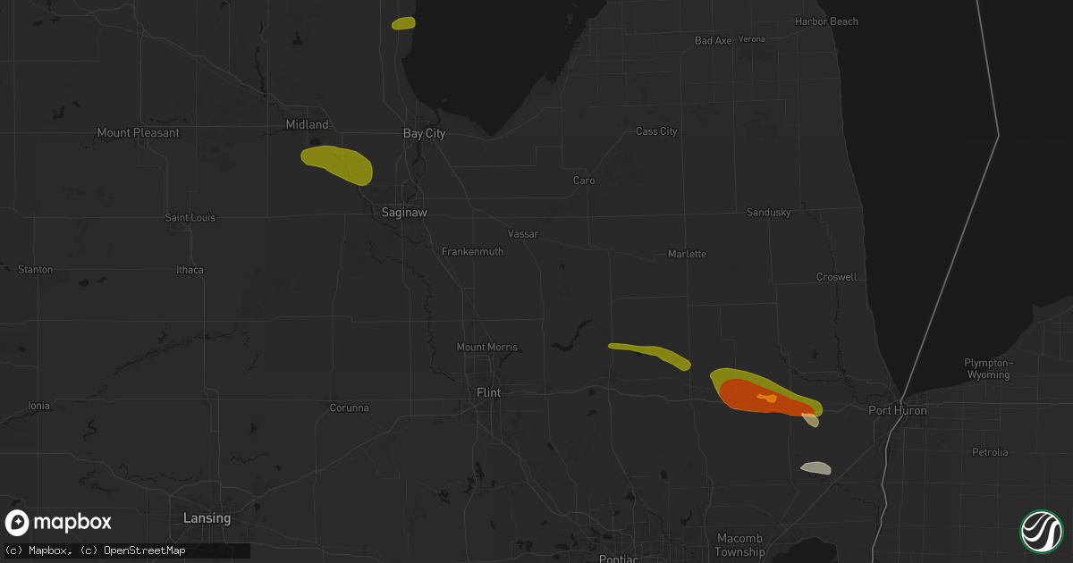 Hail map in Millington, MI on June 25, 2026
