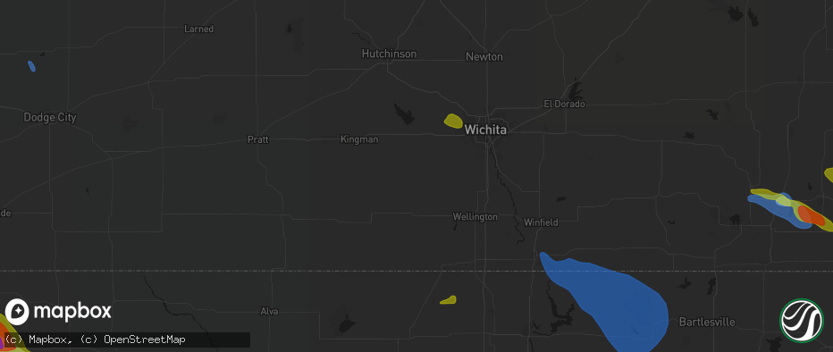 Hail map in Milton, KS on June 25, 2026