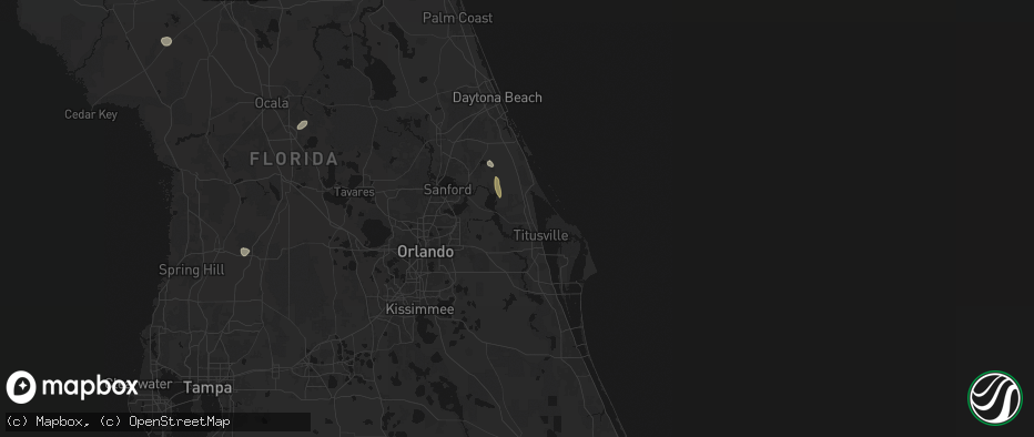 Hail map in Mims, FL on June 25, 2026