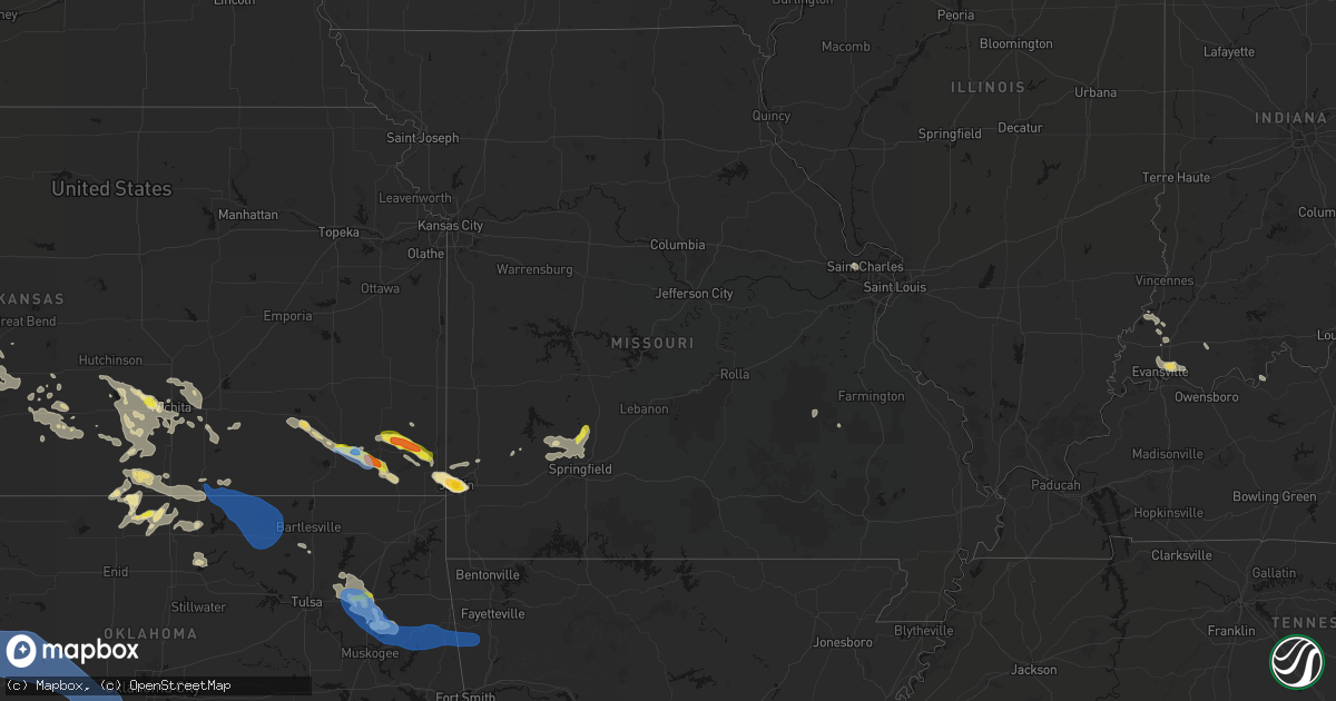 Hail map in Missouri on June 25, 2026