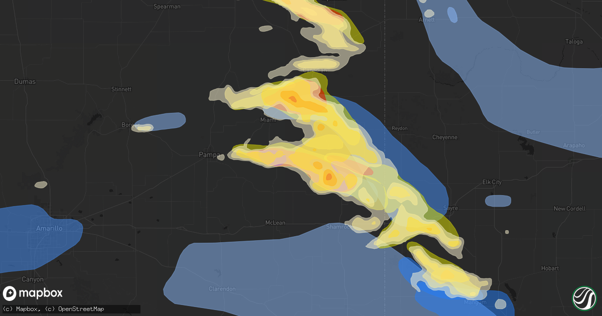 Hail map in Mobeetie, TX on June 25, 2026