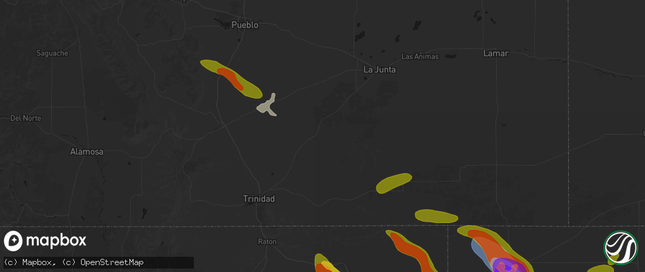 Hail map in Model, CO on June 25, 2026
