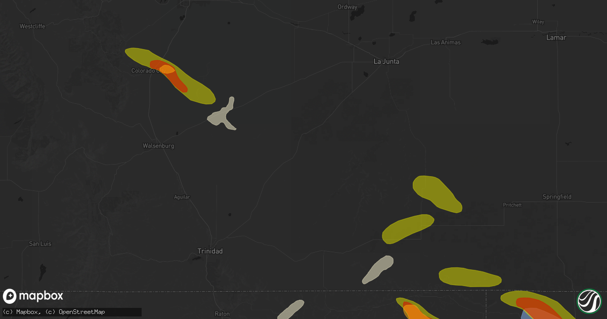 Hail map in Model, CO on June 25, 2026
