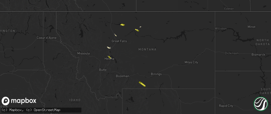Hail map in Montana on June 25, 2026