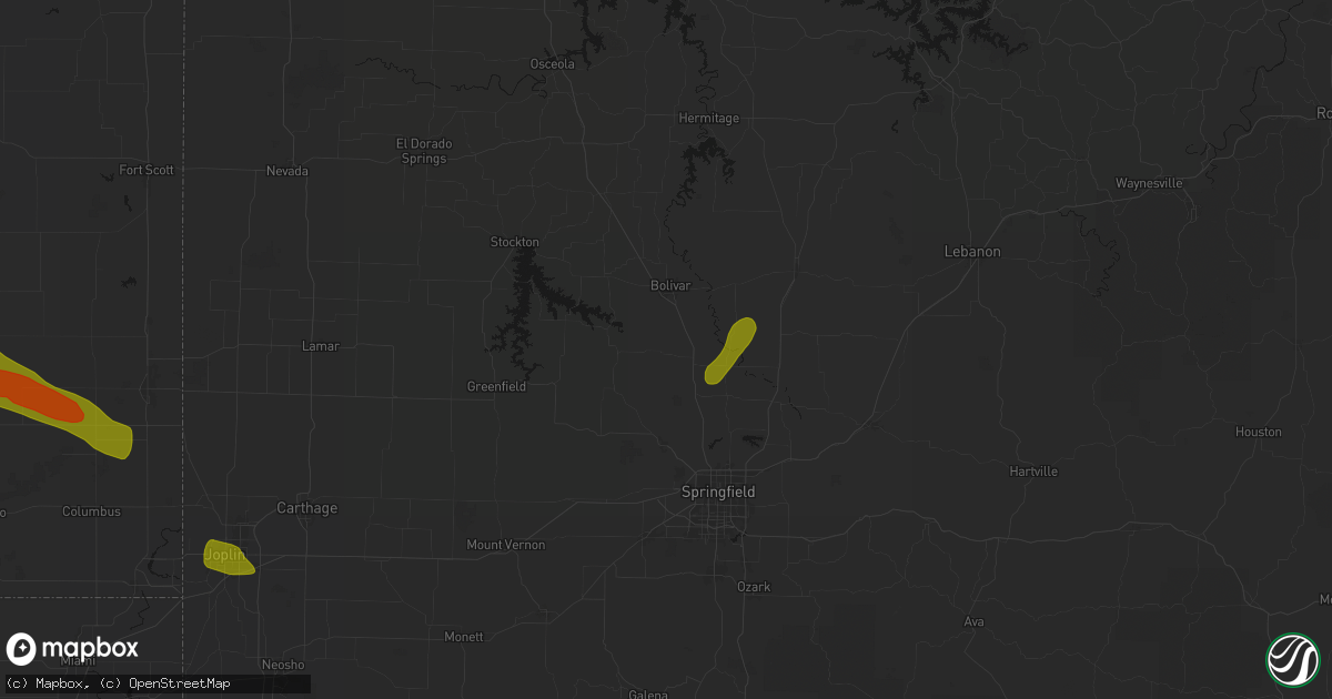 Hail map in Morrisville, MO on June 25, 2026