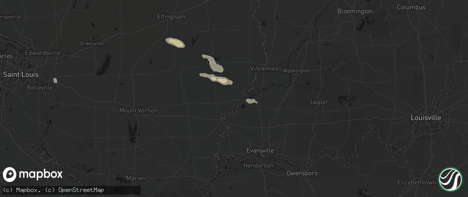 Hail map in Mount Carmel, IL on June 25, 2026