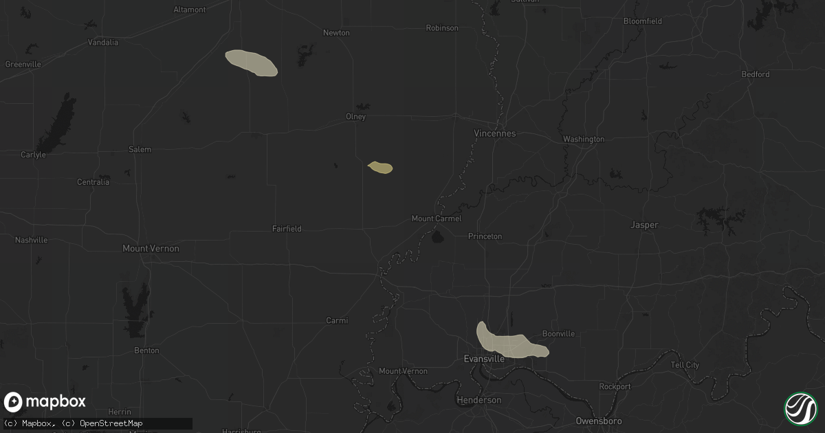 Hail map in Mount Carmel, IL on June 25, 2026