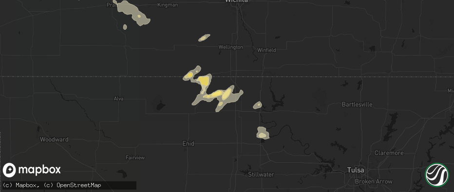 Hail map in Nardin, OK on June 25, 2026