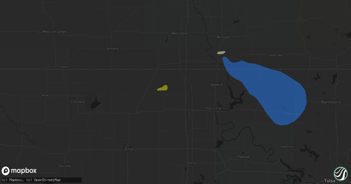 Hail map in Nardin, OK on June 25, 2026