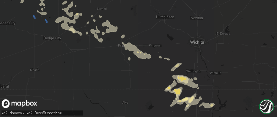 Hail map in Nashville, KS on June 25, 2026