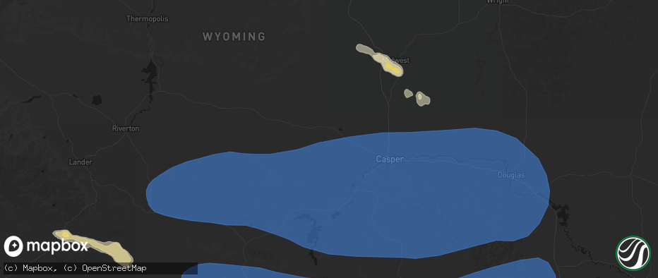 Hail map in Natrona, WY on June 25, 2026
