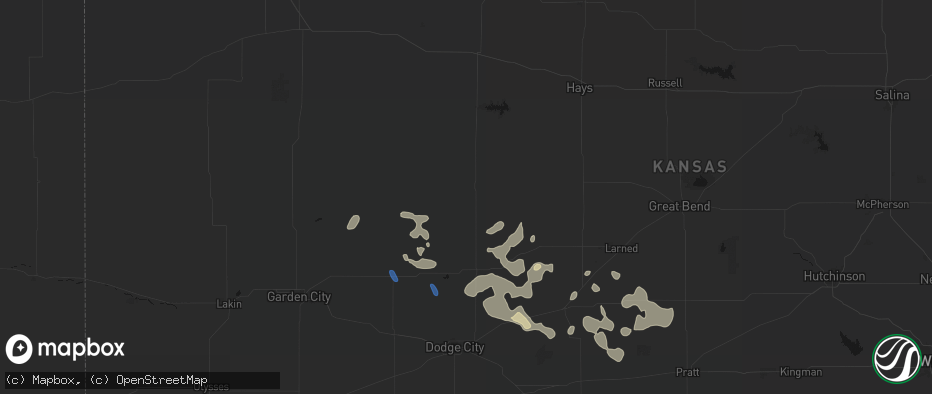 Hail map in Ness City, KS on June 25, 2026
