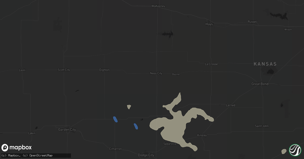 Hail map in Ness City, KS on June 25, 2026
