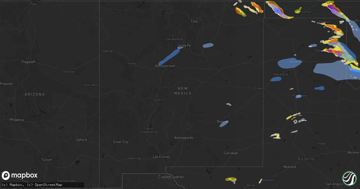 Hail map in New Mexico on June 25, 2026