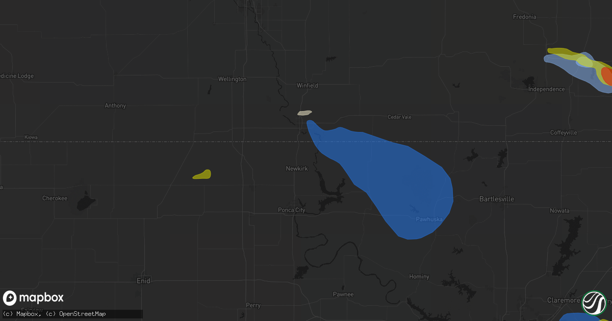Hail map in Newkirk, OK on June 25, 2026