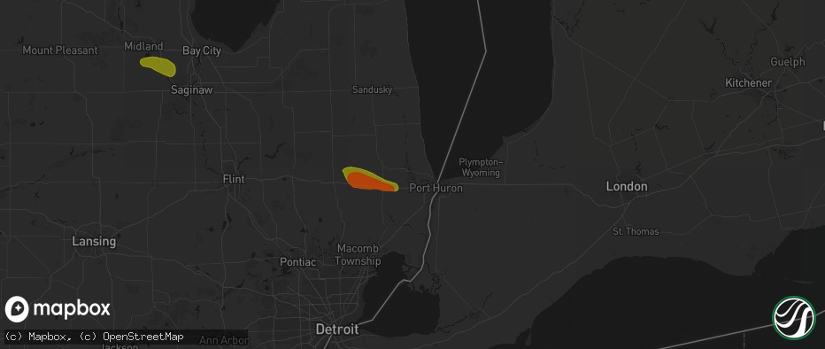 Hail map in North Street, MI on June 25, 2026