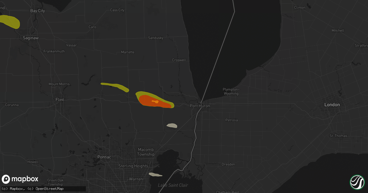Hail map in North Street, MI on June 25, 2026