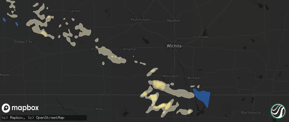 Hail map in Norwich, KS on June 25, 2026