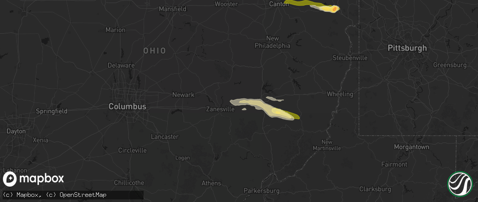 Hail map in Norwich, OH on June 25, 2026