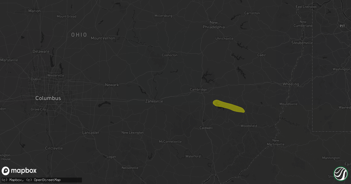 Hail map in Norwich, OH on June 25, 2026
