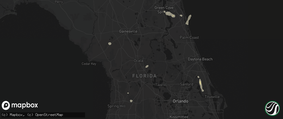 Hail map in Ocala, FL on June 25, 2026